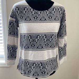 J. Crew Blue Floral Knit Scoop Neck Sweater Top XS